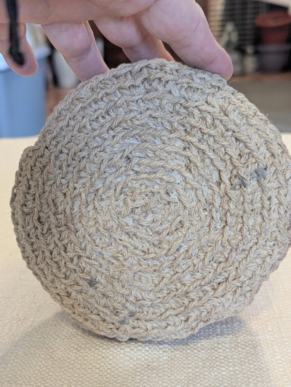 Crocheted Natural Honey Jute Crochet Small Storage Bowls